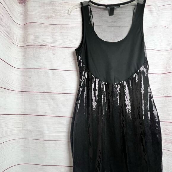 Forever 21 Women's Sequin Style Black Mesh Back Holiday Style Dress Sz M - Picture 8 of 13
